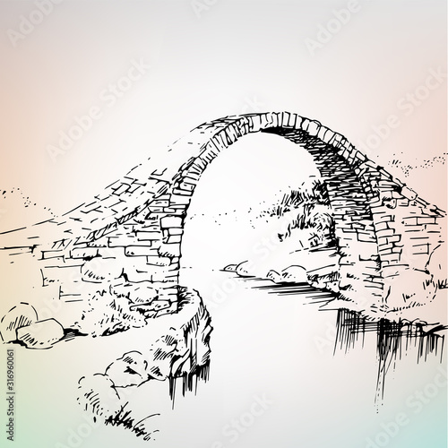 Old bridge, stone bridge over the river