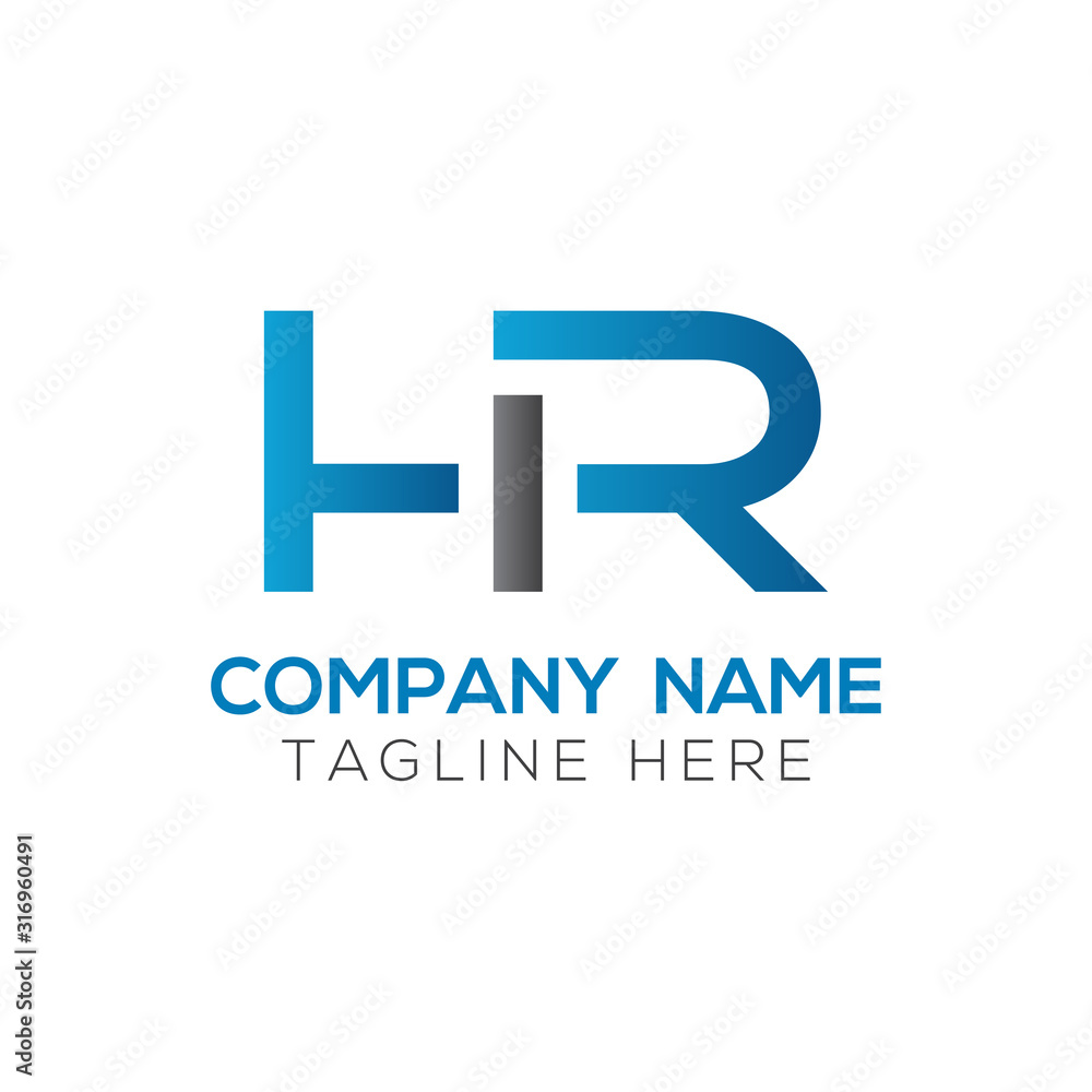 letter HR Logo Design Vector Template. Initial HR Letter Design Vector Illustration