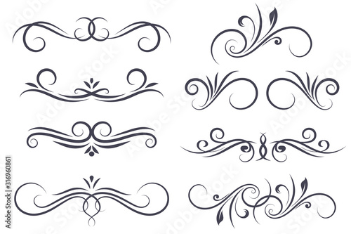 Vintage ornamental dividers. Text typographic decorations