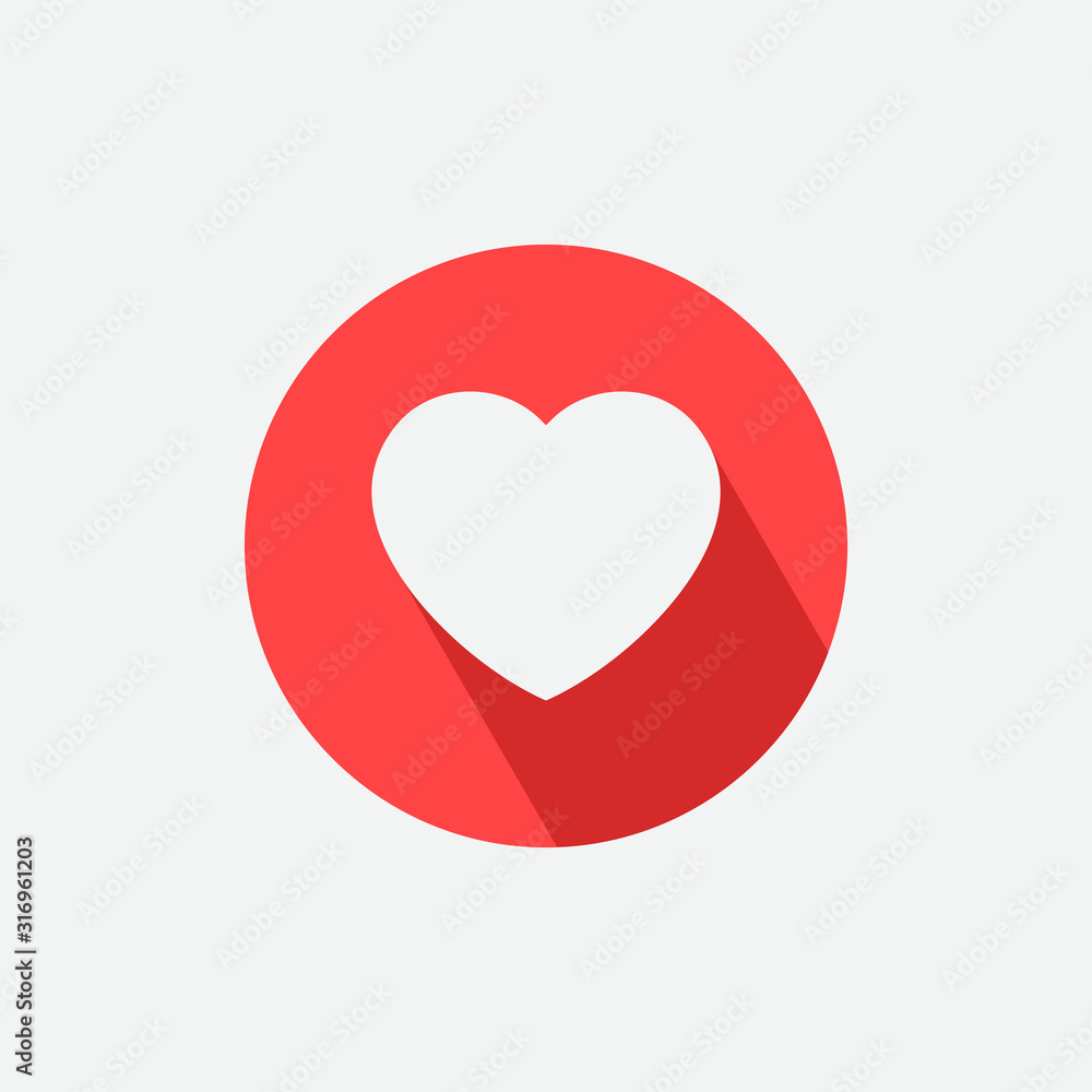 Heart Icon with shadow isolated on white background. Flat Vector Icon Design Template Element Heart Icon with shadow isolated on white background. Flat Vector Icon Design Template Element