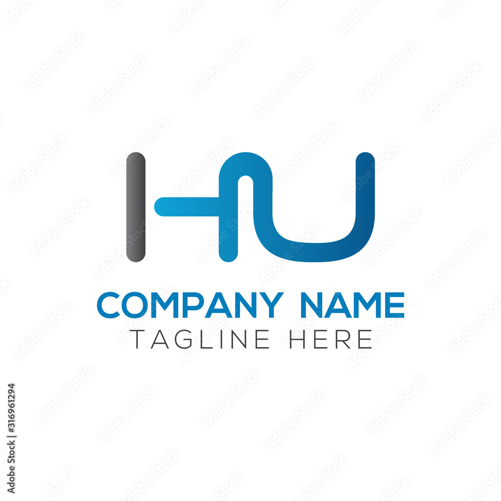 letter HU Logo Design Vector Template. Initial HU Letter Design Vector Illustration