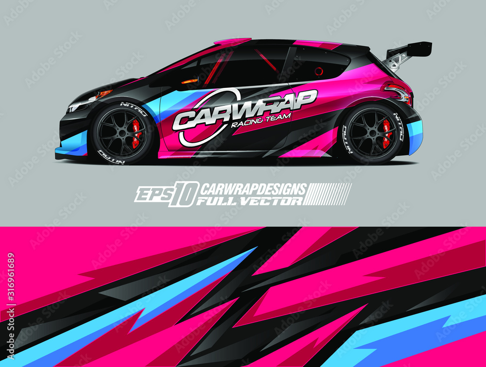 Car wrap decal graphic design. Abstract stripe racing background designs for wrap cargo van, race car, pickup truck, adventure vehicle. Eps 10 Car wrap decal graphic design. Abstract stripe racing background designs for wrap cargo van, race car, pickup truck, adventure vehicle. Eps 10