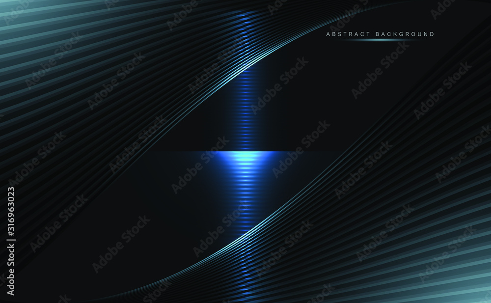 Black and bluewaves, Cover template, geometric shapes, modern minimal banner