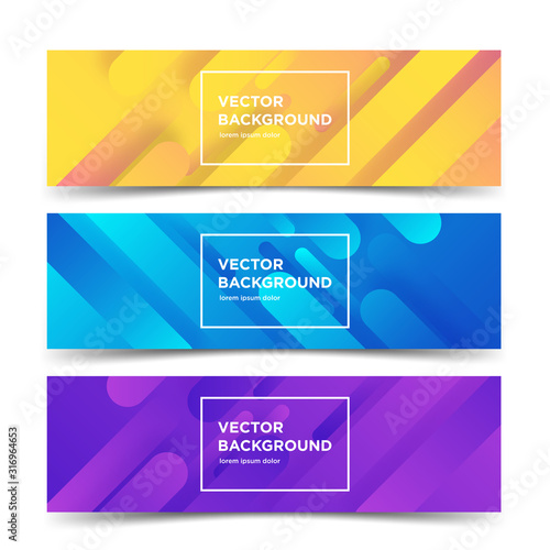 Set of banners in modern colors and shape composition. Web page template, minimalistic backgrounds, vector eps10