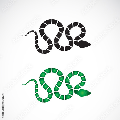 Vector of snake design on white background. Animals. Reptile. Snakes logo or icon. Easy editable layered vector illustration.