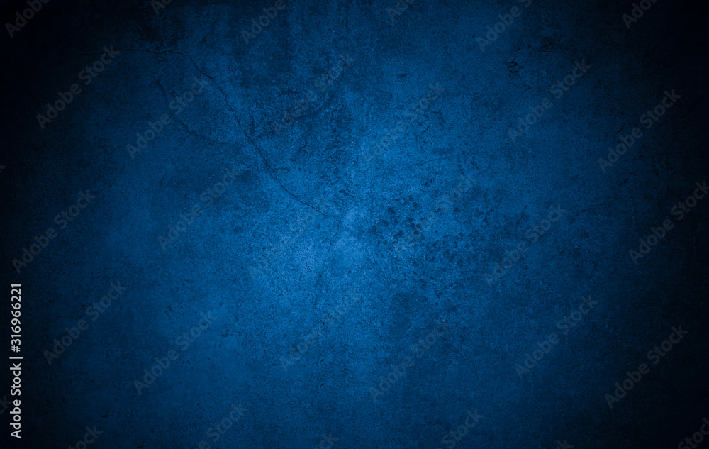 Fototapeta premium Old wall pattern texture cement blue dark abstract blue color design are light with black gradient background.