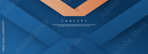 Minimal geometric background. Dynamic blue shapes composition with orange lines. Abstract background modern hipster futuristic graphic. Vector abstract background blue design concept