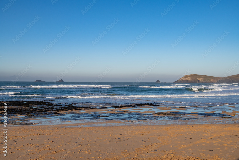 view across the beach towards Trevose Head, Cornwall view across the beach towards Trevose Head, Cornwall