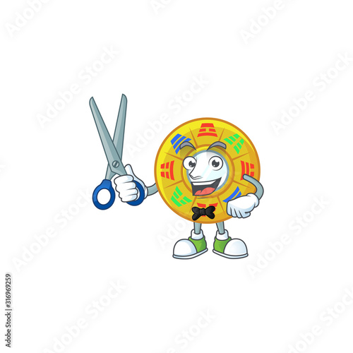 Cool friendly barber chinese circle feng shui cartoon character style