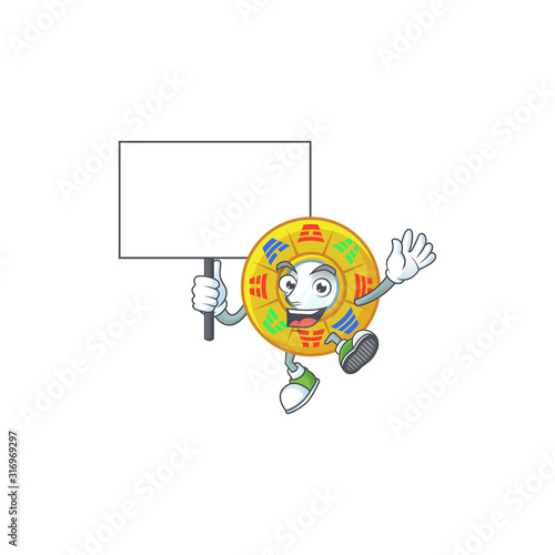 An icon of chinese circle feng shui cartoon character style bring board