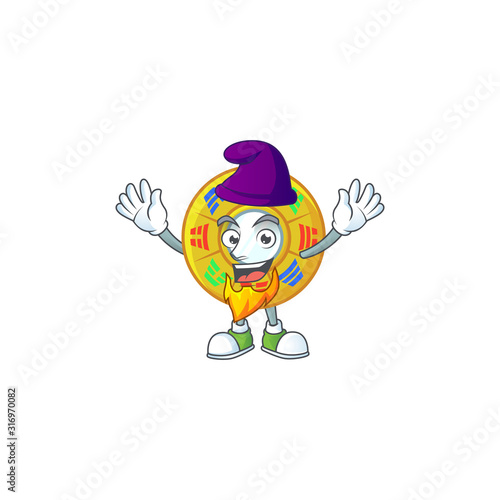 Cute chinese circle feng shui mascot cartoon dressed as an Elf