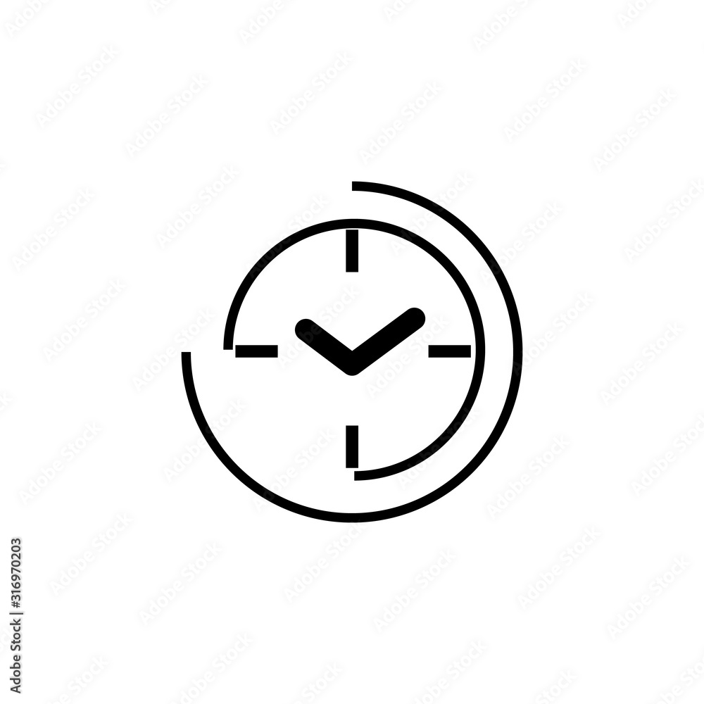 Simple clock icon. Clock object in camera autofocus . Stock vector illustration isolated on white background. Simple clock icon. Clock object in camera autofocus . Stock vector illustration isolated on white background.
