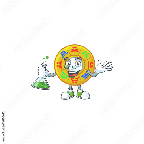 Smart Professor chinese circle feng shui cartoon character with glass tube