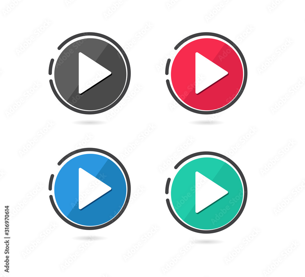 Play button icon. Vector illustration. on white background Play button icon. Vector illustration. on white background
