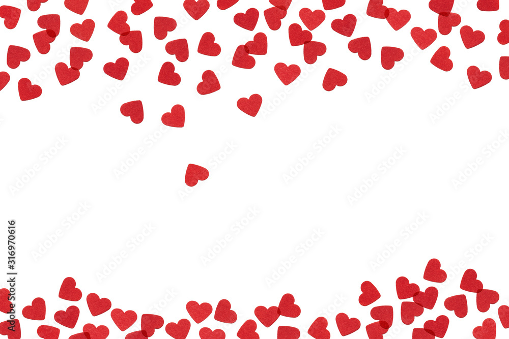Small Red Hearts On White Background
