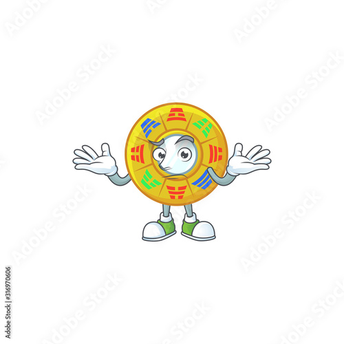 Super Funny Grinning chinese circle feng shui mascot cartoon style