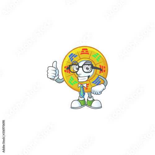 cartoon character of Businessman chinese circle feng shui wearing glasses