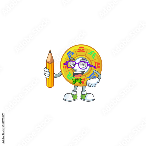 A picture of Student chinese circle feng shui character holding pencil