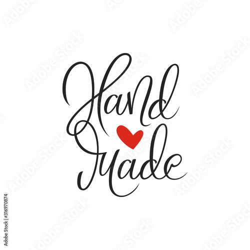 Hand made handwritten calligraphy. Textile, clothes print. Wrapping paper, tag, packaging design idea for handmade presents, gifts. Funny romantic slogan. Black and white vector illustration
