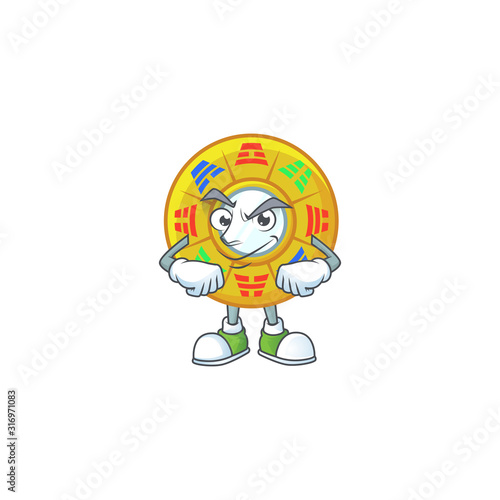 Chinese circle feng shui mascot cartoon character style with Smirking face