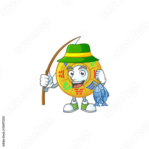 A Picture of happy Fishing chinese circle feng shui design