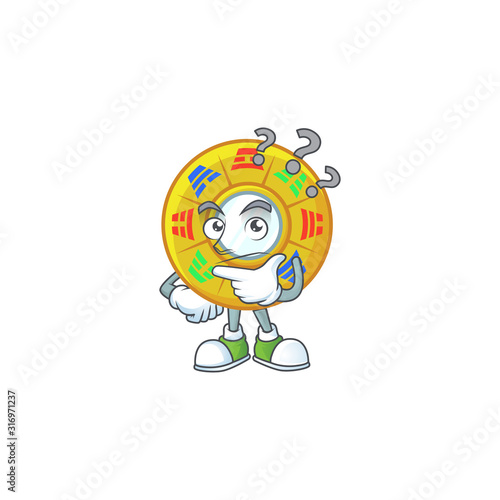 Chinese circle feng shui cartoon mascot style with confuse gesture