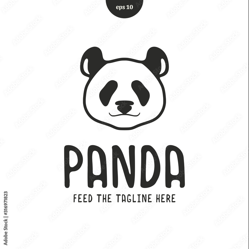Panda head logo vector illustration in flat style and line. eps10 Panda head logo vector illustration in flat style and line. eps10