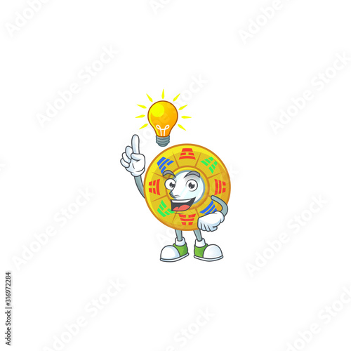 Have an idea gesture of chinese circle feng shui cartoon character design