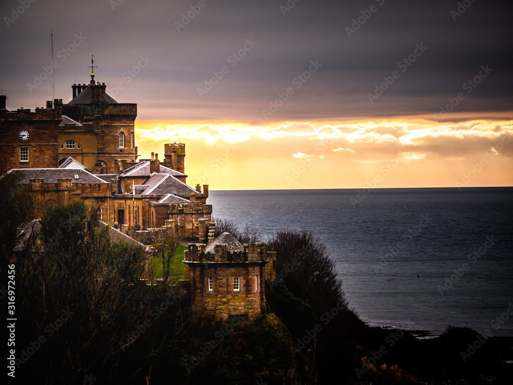 castle at sunset