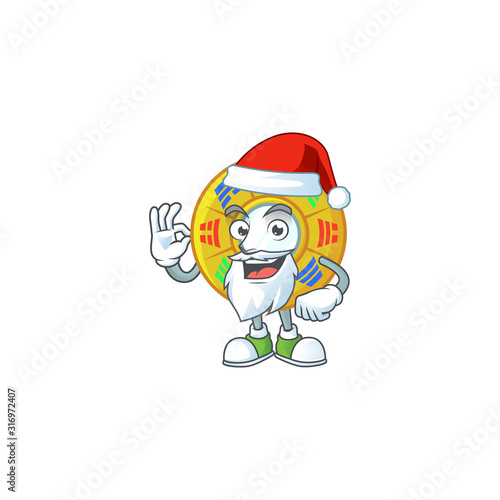 A picture of Santa chinese circle feng shui mascot picture style with ok finger