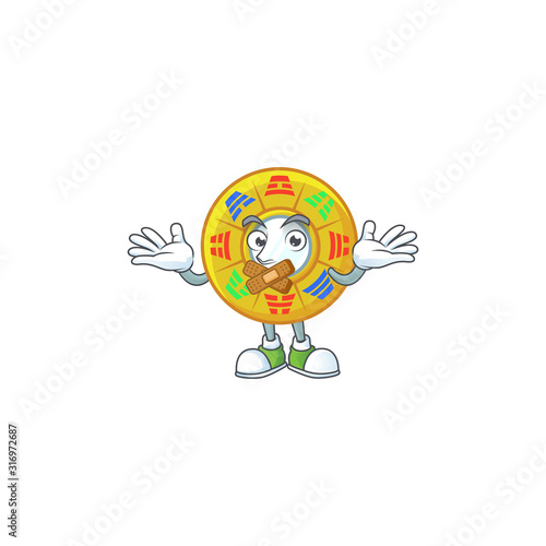 a silent gesture of chinese circle feng shui mascot cartoon character design