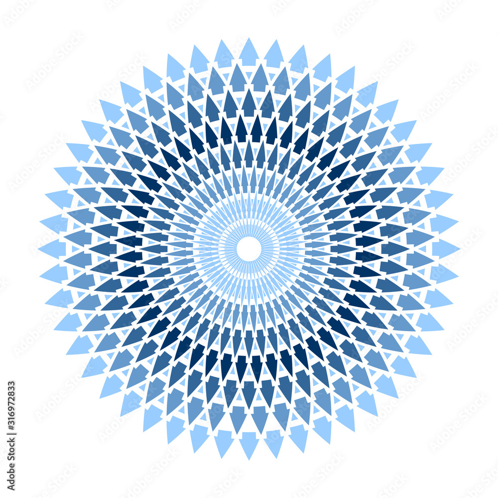 Blue arrows pattern. Circle design element. Blue arrows pattern. Circle design element.