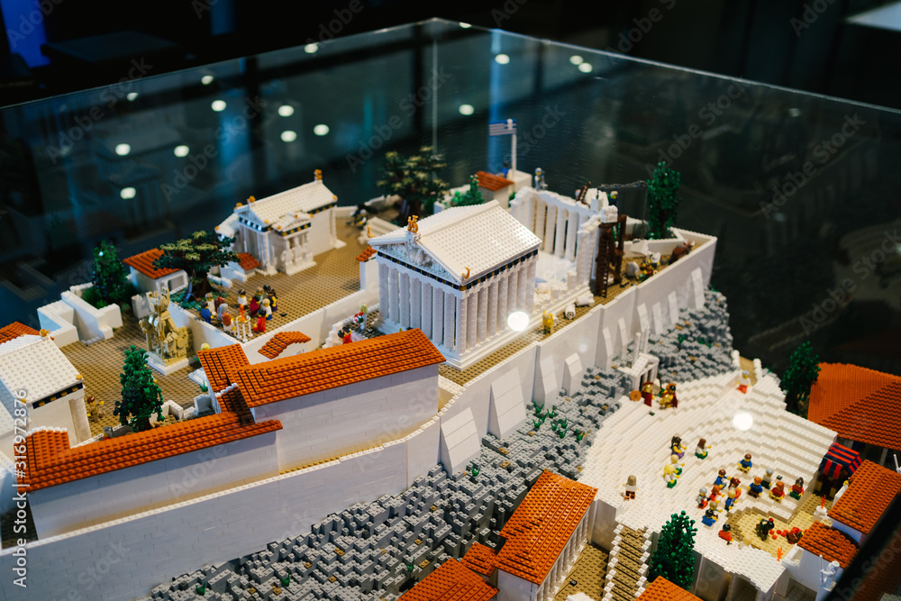 Athens, Greece - Dec 22, 2019: lego miniatur of Acropolis, Exhibition in  The Acropolis Museum in Athens, Greece, Europe Stock Photo | Adobe Stock