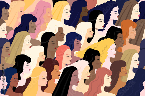 Women pattern 8 March femenism bodypositive different nationalities