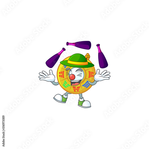 Smart chinese circle feng shui cartoon character design playing Juggling