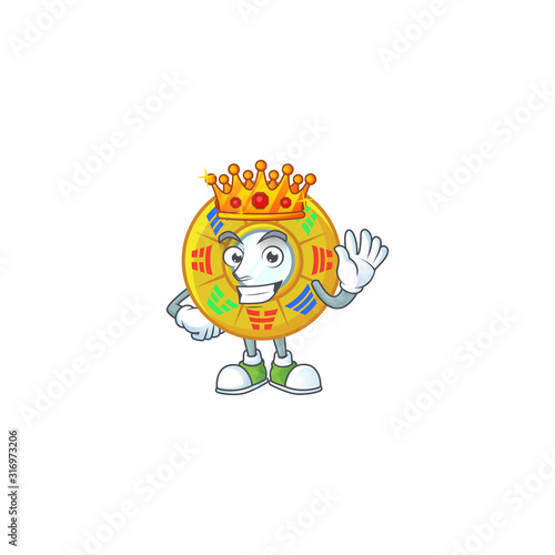 A stunning of chinese circle feng shui stylized of King on cartoon mascot style