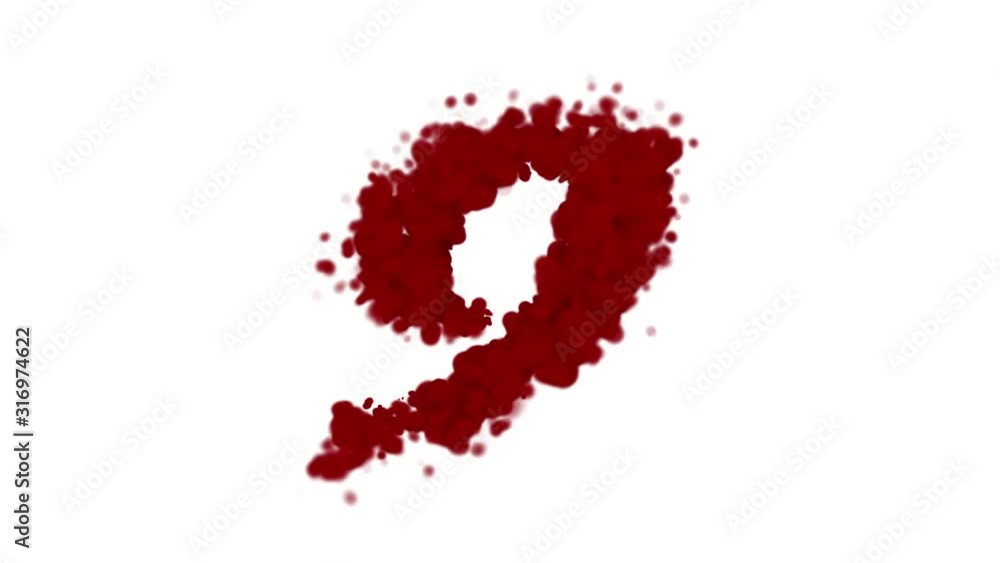 Blood alphabet number 9 isolated on white. Blood alphabet number 9 isolated on white.