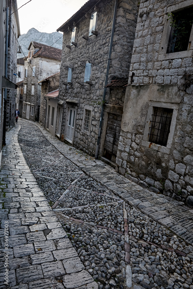 Alleys And Narrow Street Of Old Town Perast, Montenegro.