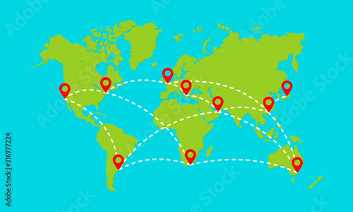 World routes map vector illustration.