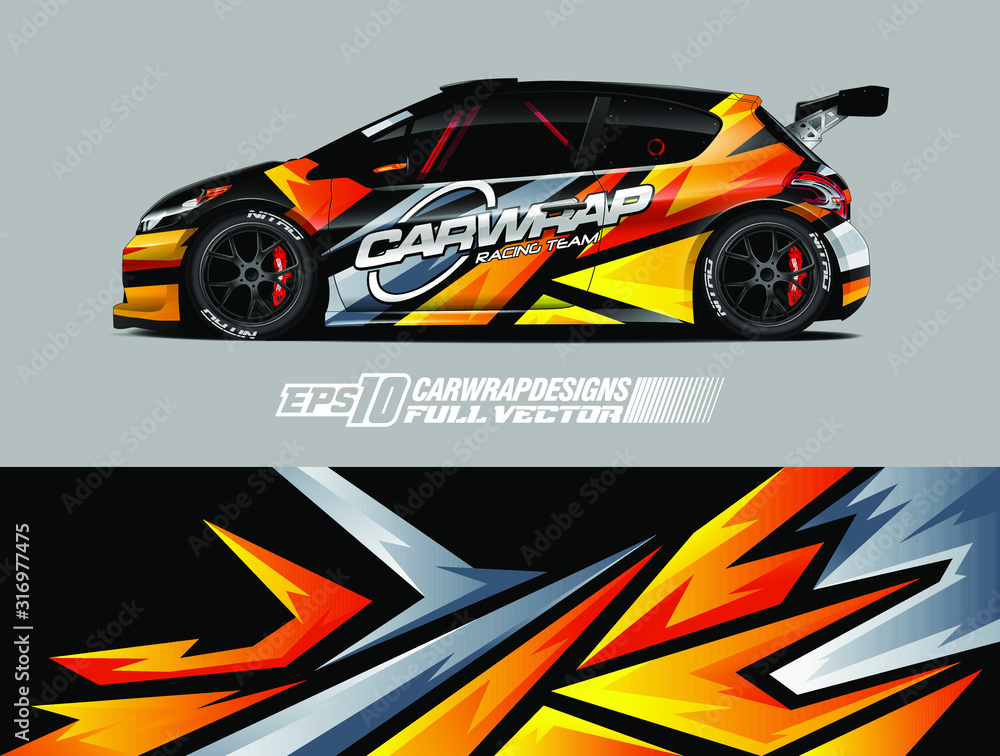 Car wrap decal graphic design. Abstract stripe racing background designs for wrap cargo van, race car, pickup truck, adventure vehicle. Eps 10 Car wrap decal graphic design. Abstract stripe racing background designs for wrap cargo van, race car, pickup truck, adventure vehicle. Eps 10