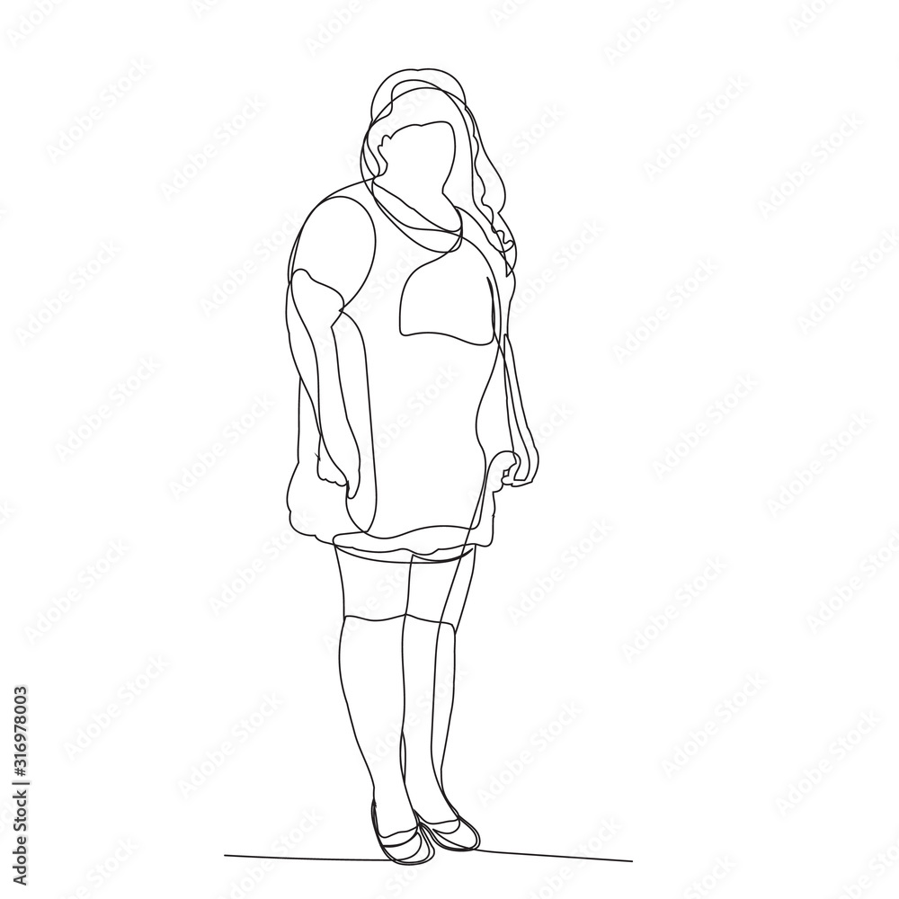 isolated, continuous line drawing, woman