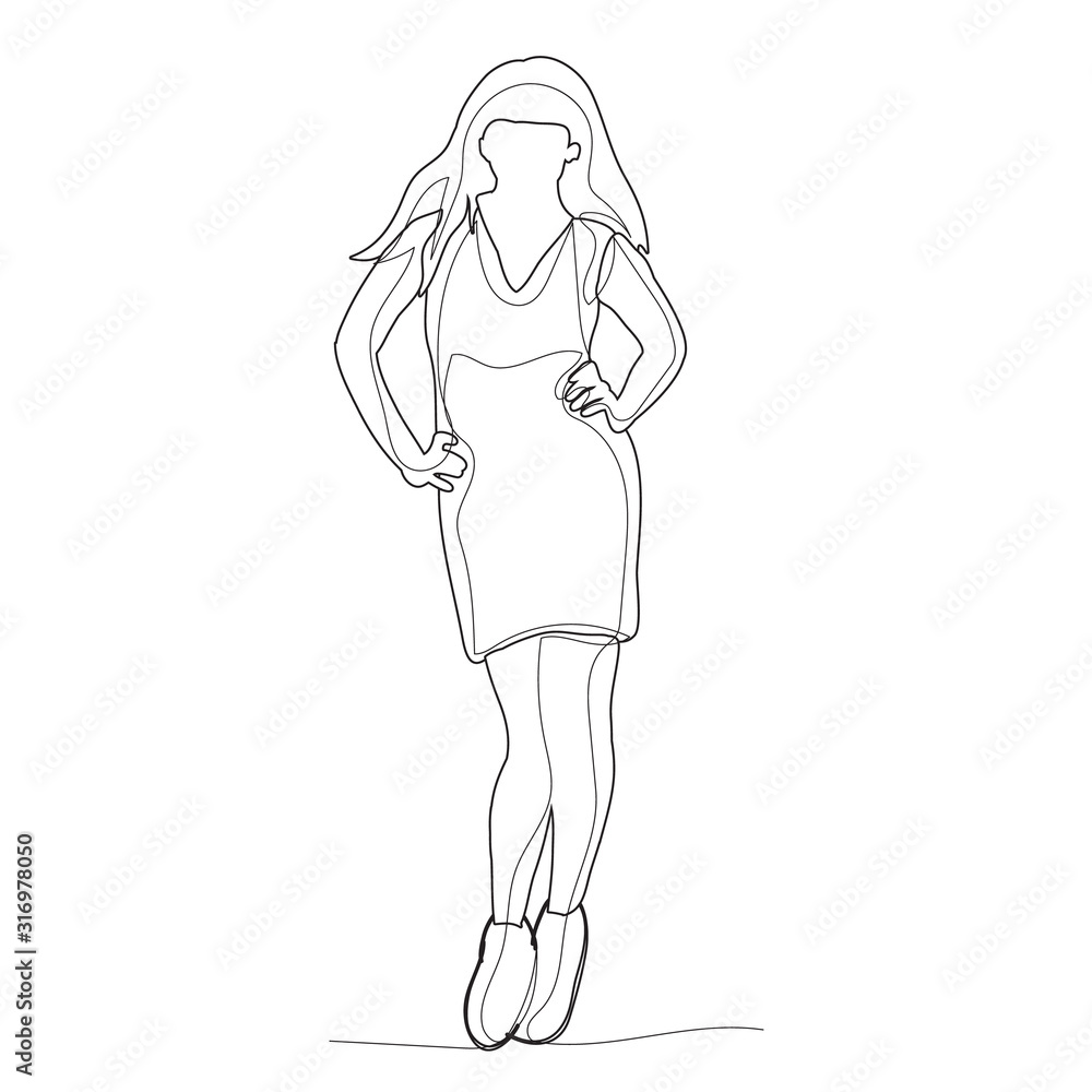 continuous line drawing, woman, girl continuous line drawing, woman, girl