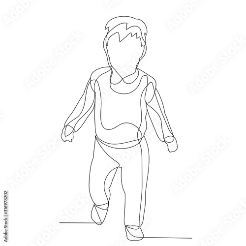 continuous line drawing  boy  child stands