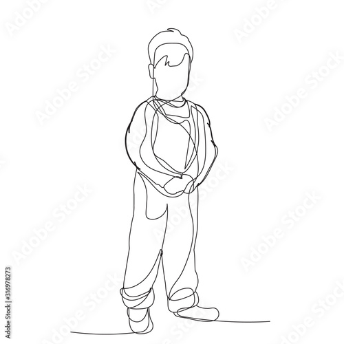 isolated, continuous line drawing, boy