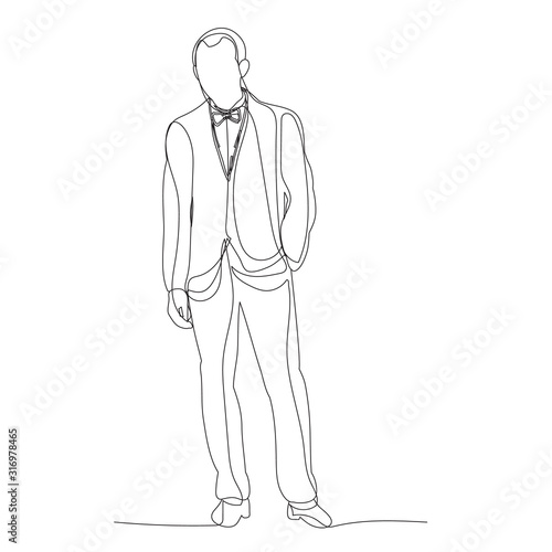 continuous line drawing  man in a jacket