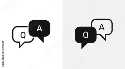 Questions and Answers flat icon vecor design. Faq speech bubble sign.