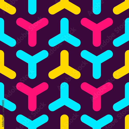 Seamless pattern with colorful triangular geometric shapes.