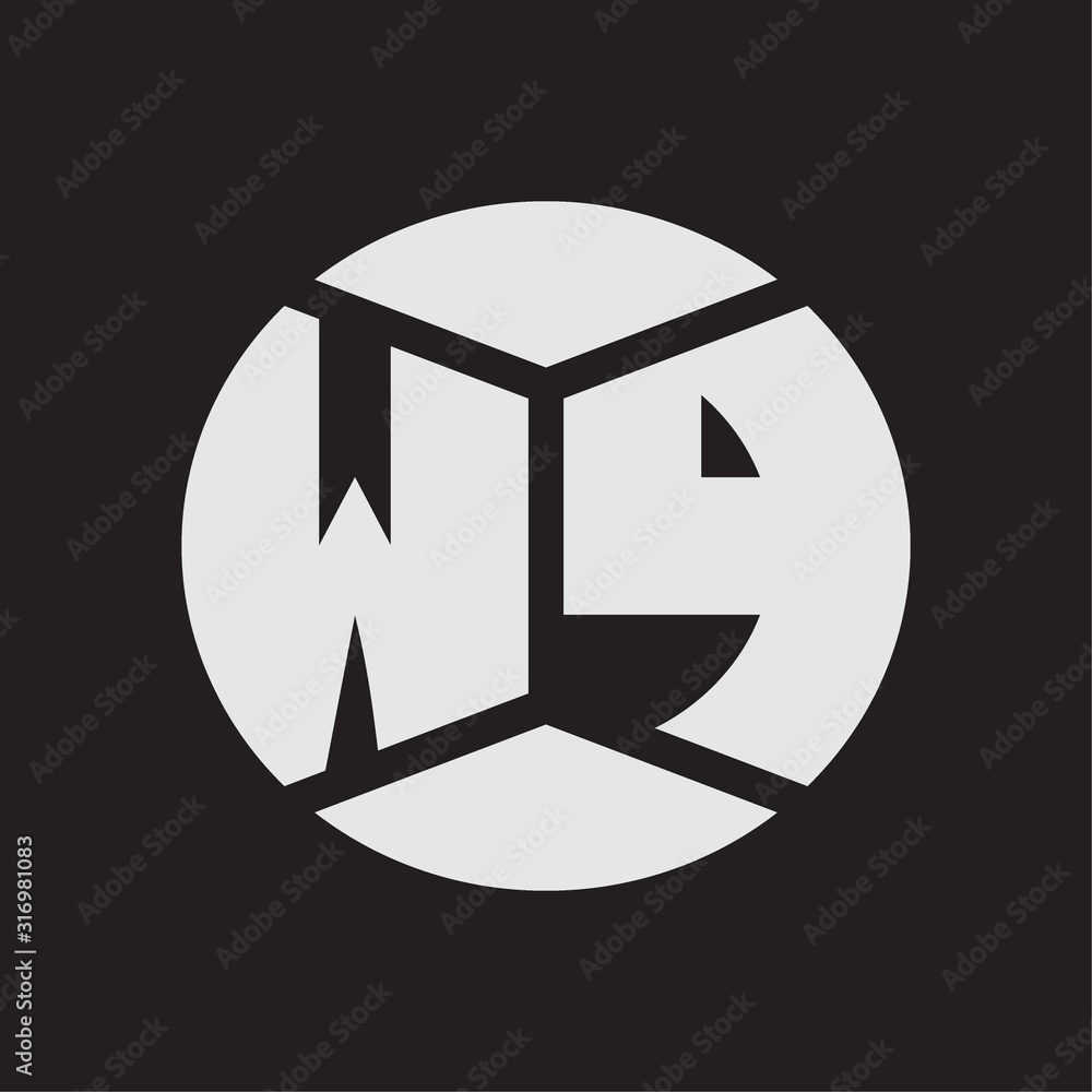 WP Logo monogram with piece circle ribbon style on black background WP Logo monogram with piece circle ribbon style on black background
