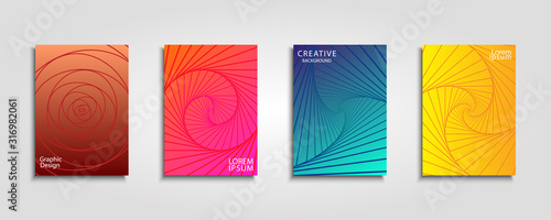 Minimal covers design. Colorful line design. Future geometric patterns