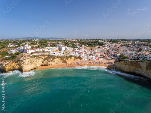 Aerial. Tourist Portuguese village of Carvoeiro, Algarve